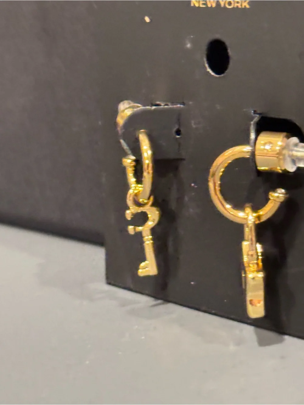 NWT Coach Gold Key & Star Lock Mismatched Mini Hoop Huggie Earrings